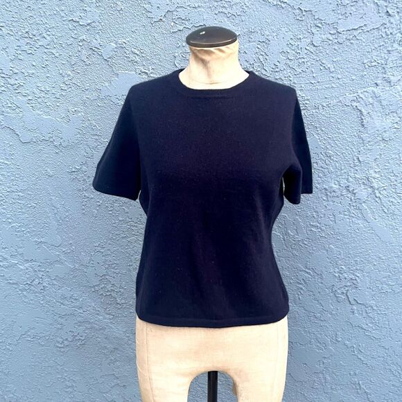 Vintage Black Cashmere Sweater short sleeve size petite medium - Picture 2 of 6
